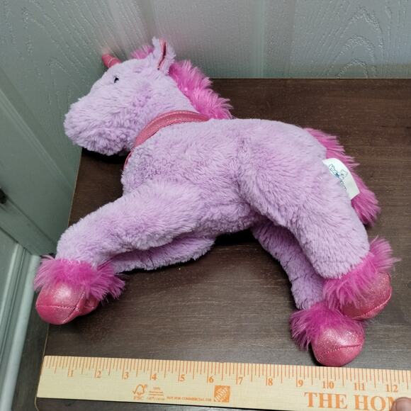 Hug Fun Unicorn Purple Pink Fuzzy Mane Tail Glitter Horn Hooves Plush Stuffed - Picture 9 of 9